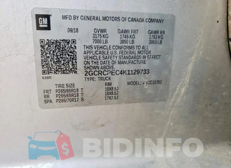 2GCRCPEC4K1129733 Photo# 12