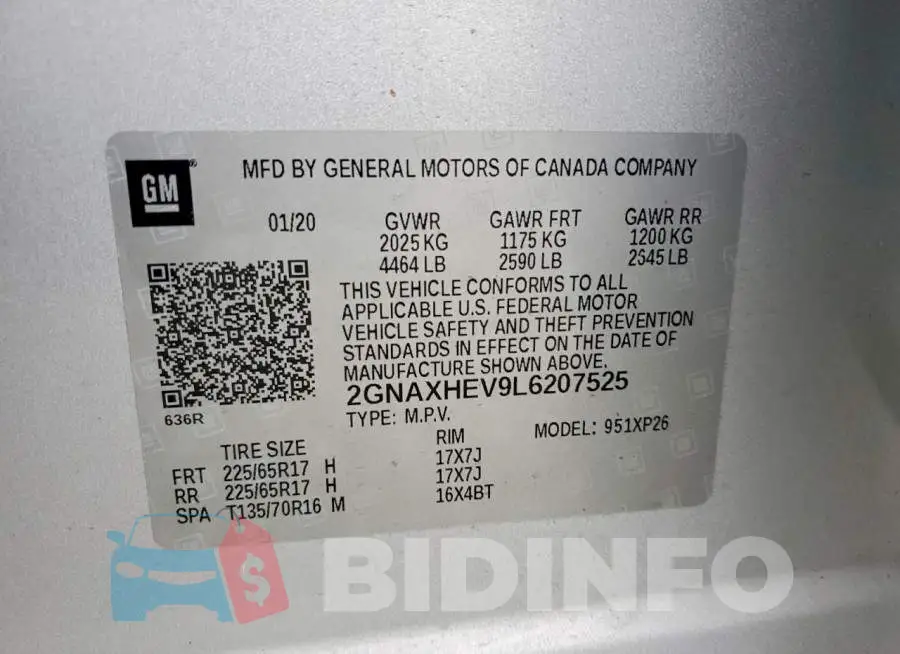 2GNAXHEV9L6207525 Photo# 13