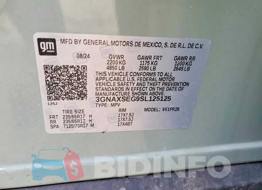 3GNAXSEG9SL125125 Photo# 13