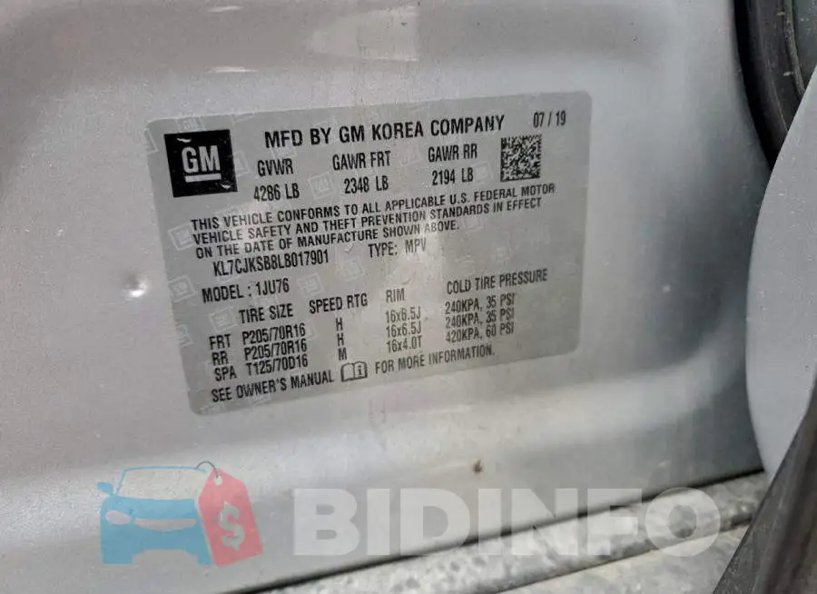 KL7CJKSB8LB017901 Photo# 13