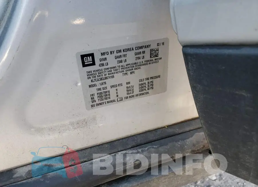 KL7CJLSB3JB674169 Photo# 14