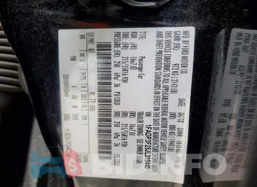 1FADP3F25JL315440 Photo# 12
