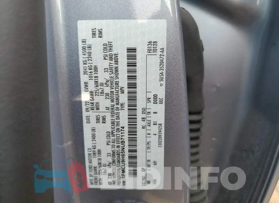 1FMCU9H65NUB71174 Photo# 13