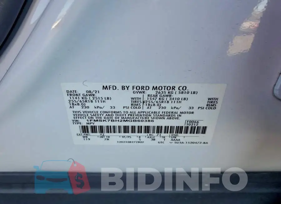 1FMSK7BH2MGB60386 Photo# 14