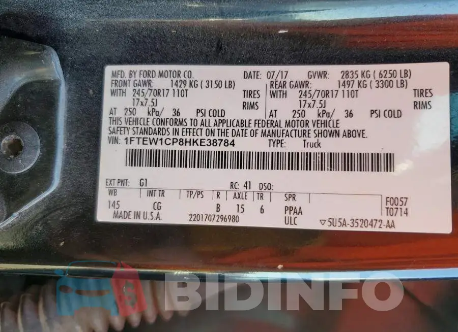 1FTEW1CP8HKE38784 Photo# 12