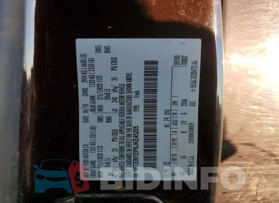 1FTEW1EP8JKE45205 Photo# 12