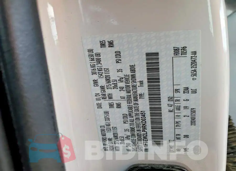 1FTEW2LP9RKD03451 Photo# 12