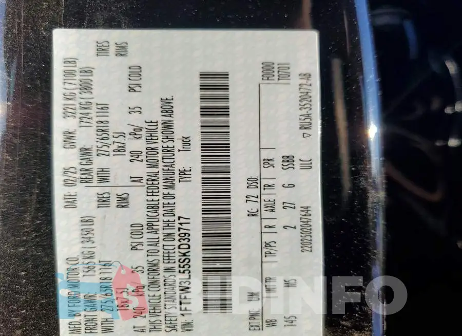 1FTFW3L55SKD39717 Photo# 12