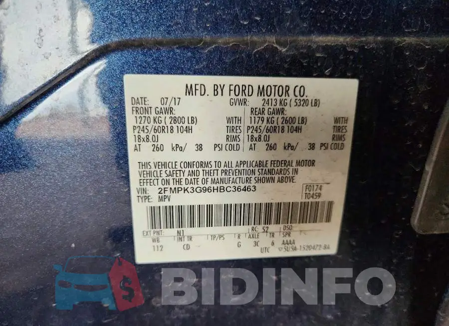 2FMPK3G96HBC36463 Photo# 13