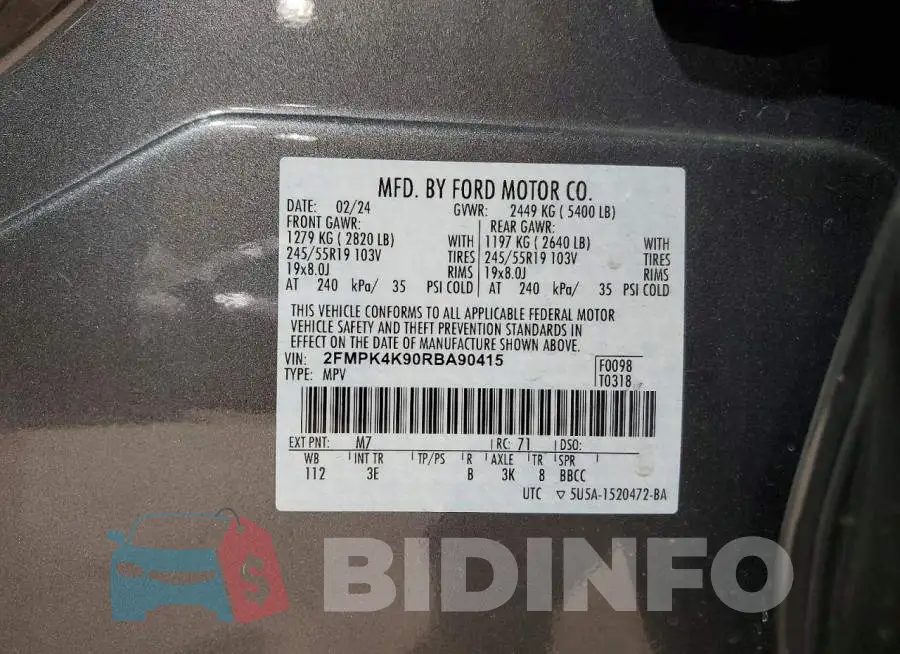 2FMPK4K90RBA90415 Photo# 13