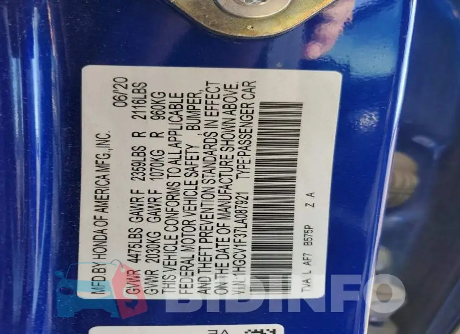 1HGCV1F37LA087921 Photo# 12