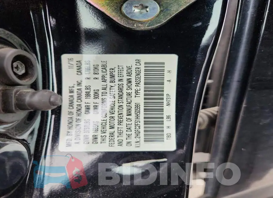 2HGFC2F51HH505991 Photo# 13