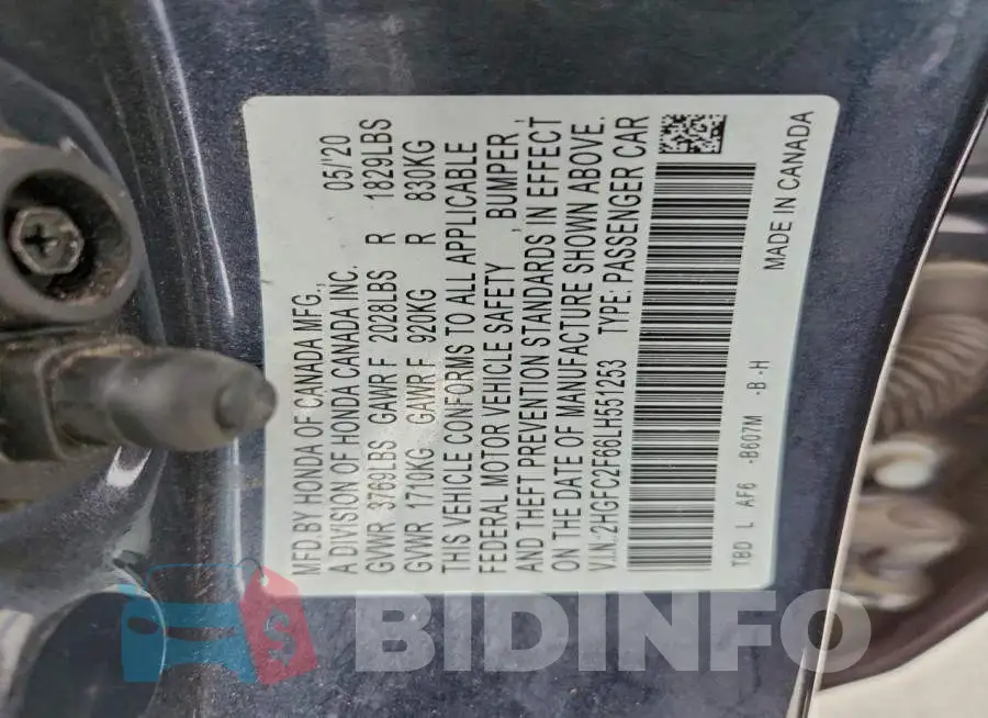 2HGFC2F66LH551253 Photo# 12