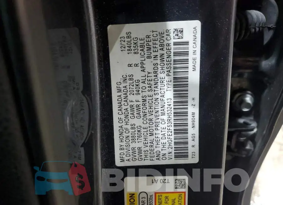 2HGFE2F53RH532413 Photo# 12