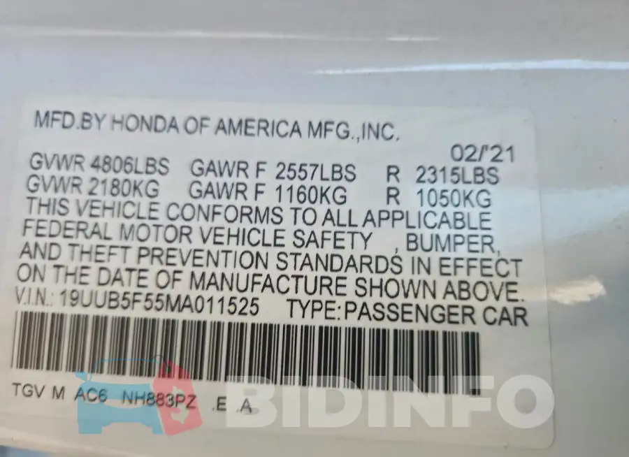 19UUB5F55MA011525 Photo# 12