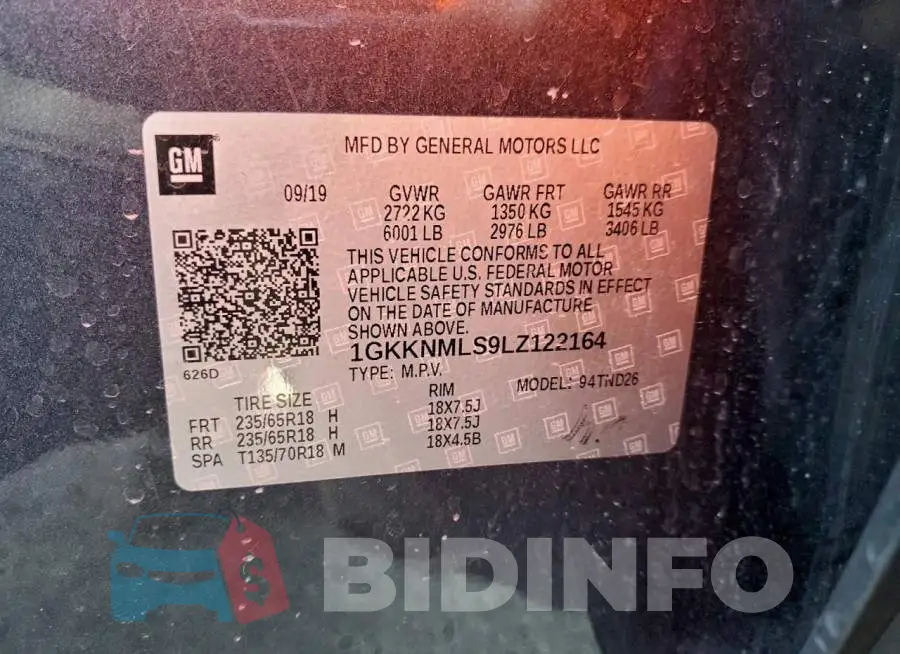 1GKKNMLS9LZ122164 Photo# 13