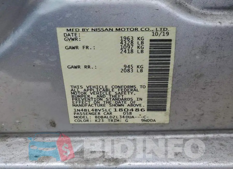 1N4BL4BV5LC180486 Photo# 12