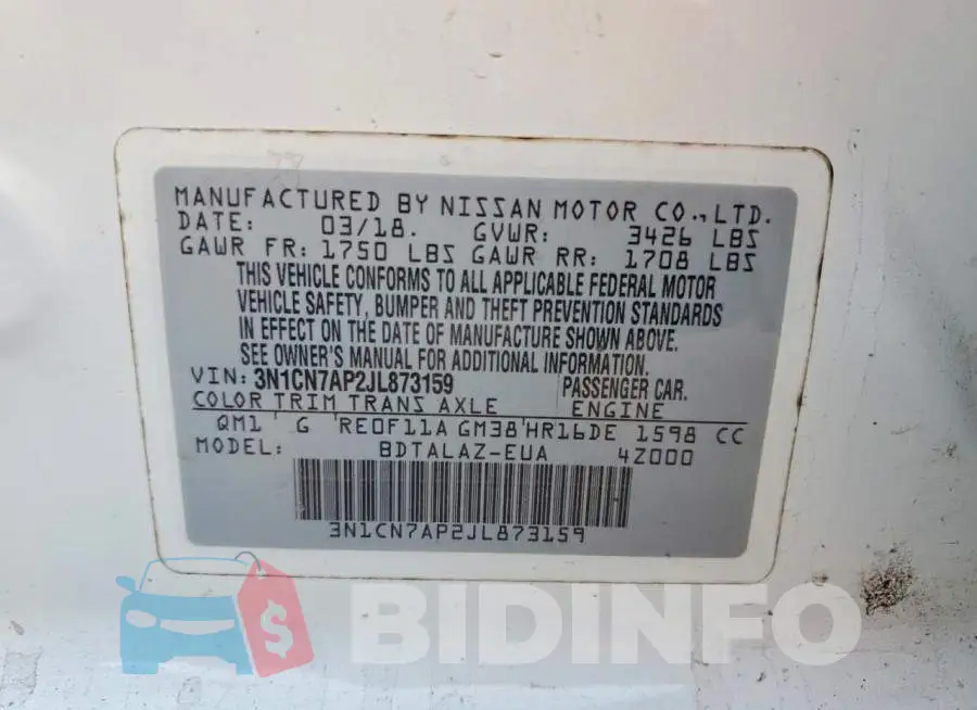 3N1CN7AP2JL873159 Photo# 12