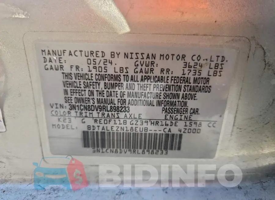 3N1CN8DV9RL898233 Photo# 12