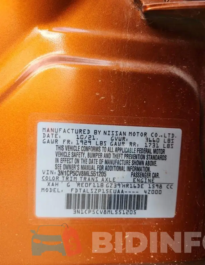 3N1CP5CV8ML551205 Photo# 13