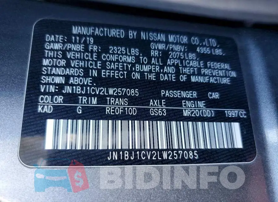 JN1BJ1CV2LW257085 Photo# 12