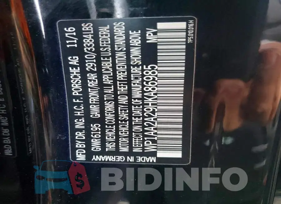 WP1AA2A29HKA86985 Photo# 13