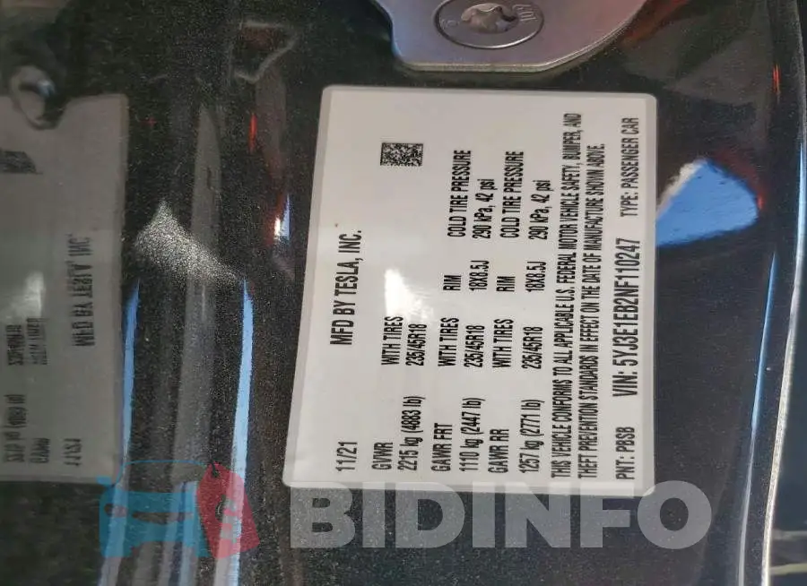 5YJ3E1EB2NF110247 Photo# 13