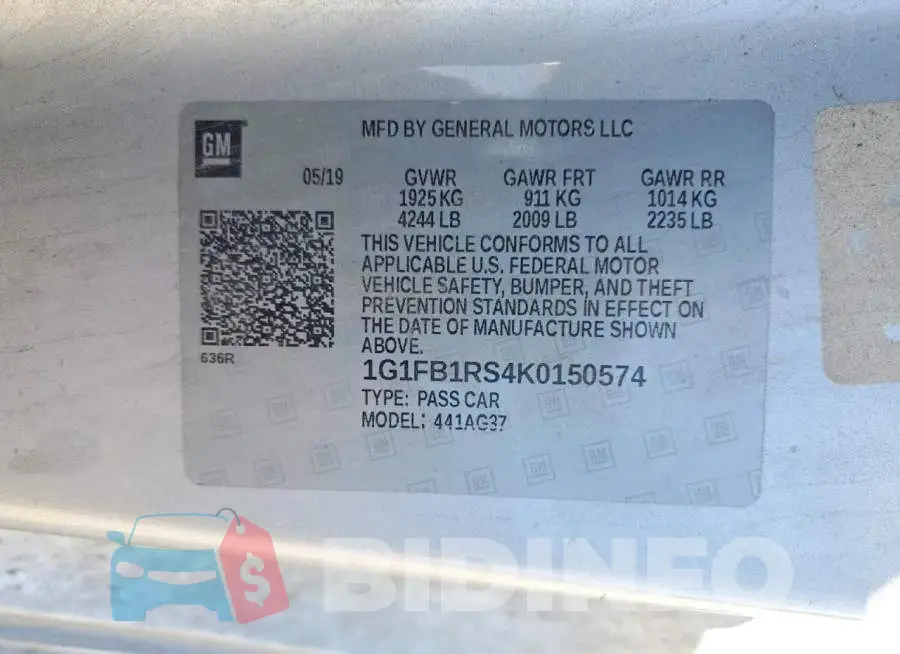 1G1FB1RS4K0150574 Photo# 12