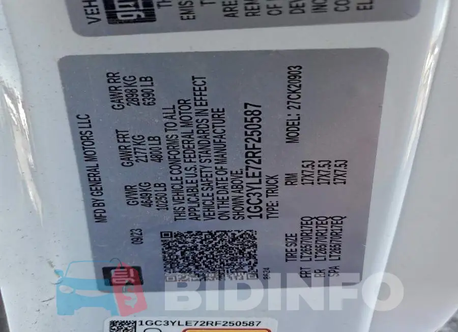 1GC3YLE72RF250587 Photo# 12