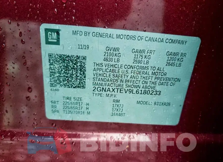 2GNAXTEV9L6180233 Photo# 12