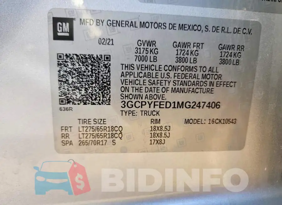 3GCPYFED1MG247406 Photo# 12