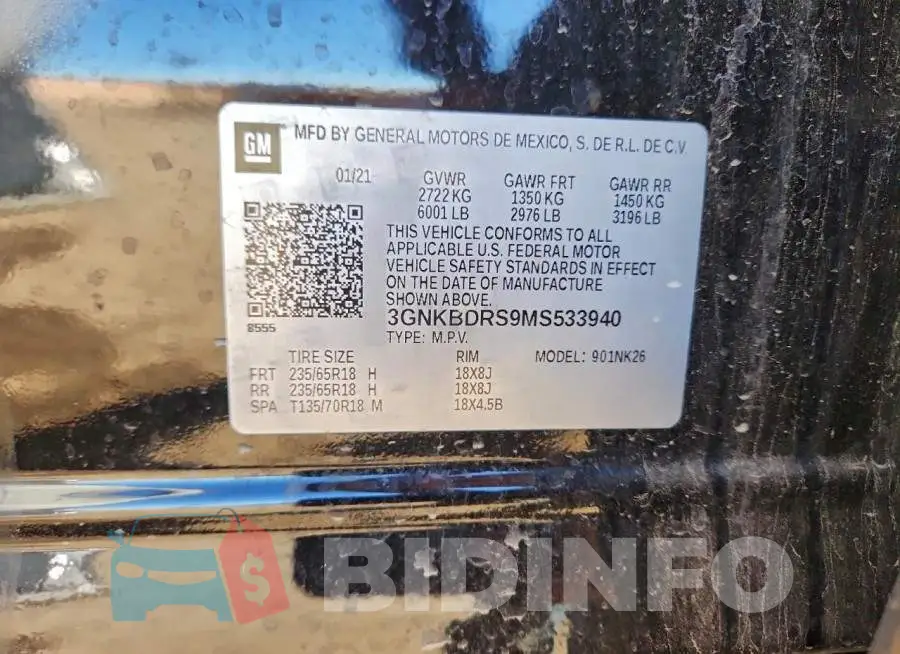 3GNKBDRS9MS533940 Photo# 14
