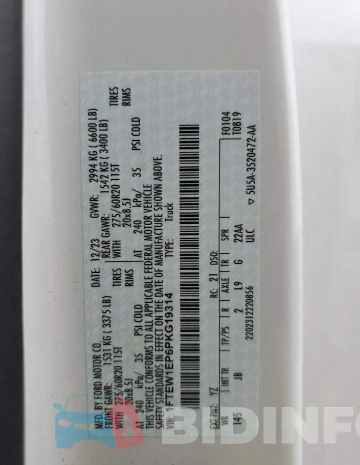 1FTEW1EP6PKG19314 Photo# 12
