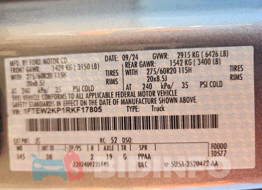 1FTEW2KP1RKF17805 Photo# 13