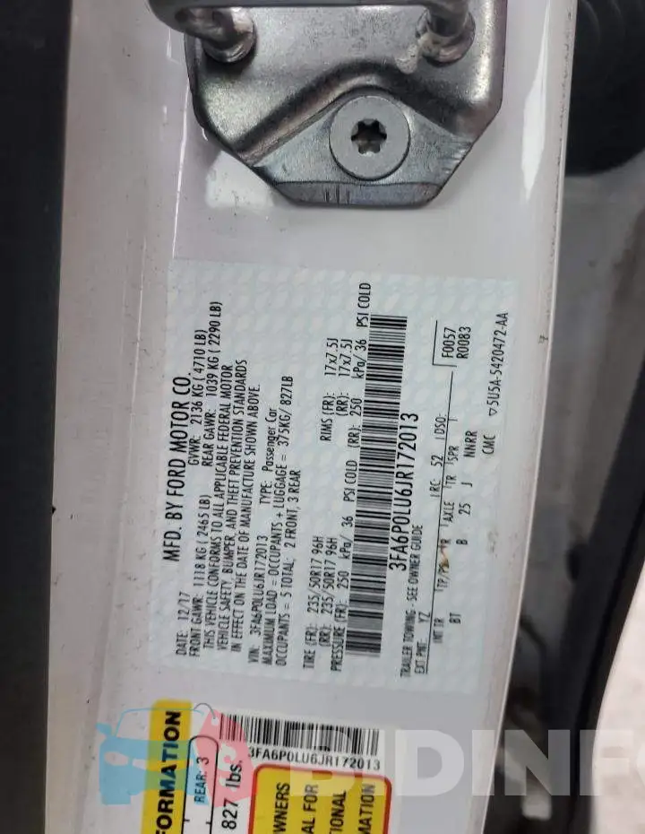 3FA6P0LU6JR172013 Photo# 12
