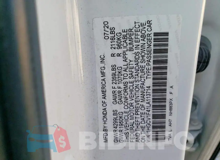 1HGCV1F41LA113714 Photo# 12