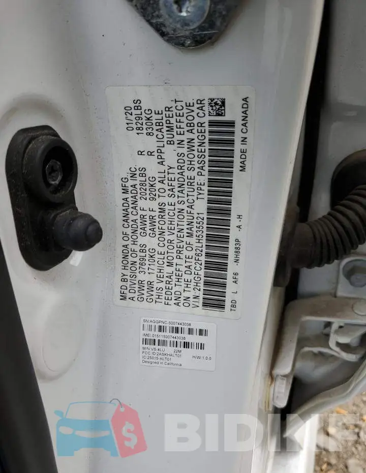 2HGFC2F62LH535521 Photo# 12