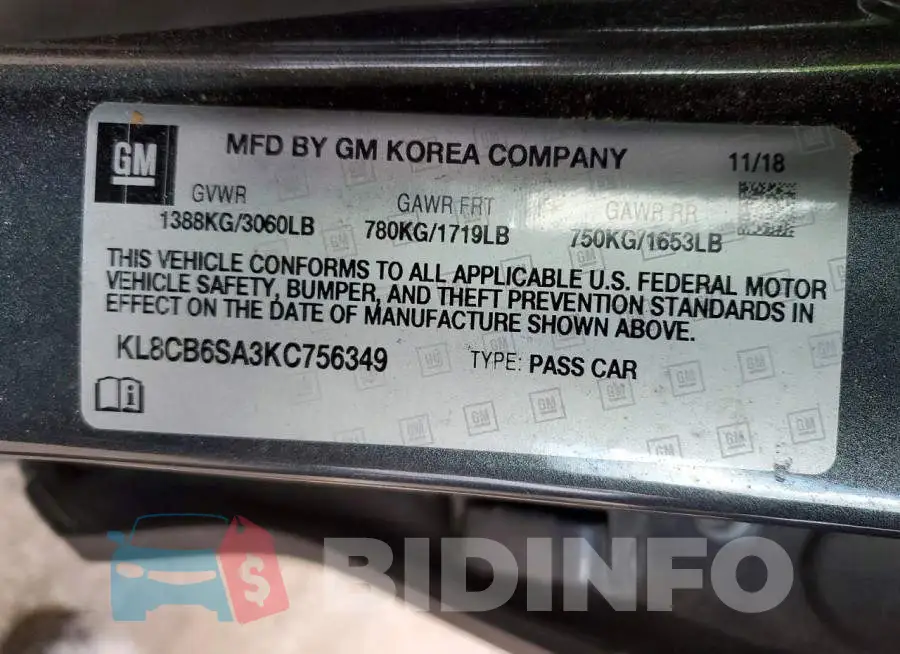 KL8CB6SA3KC756349 Photo# 12