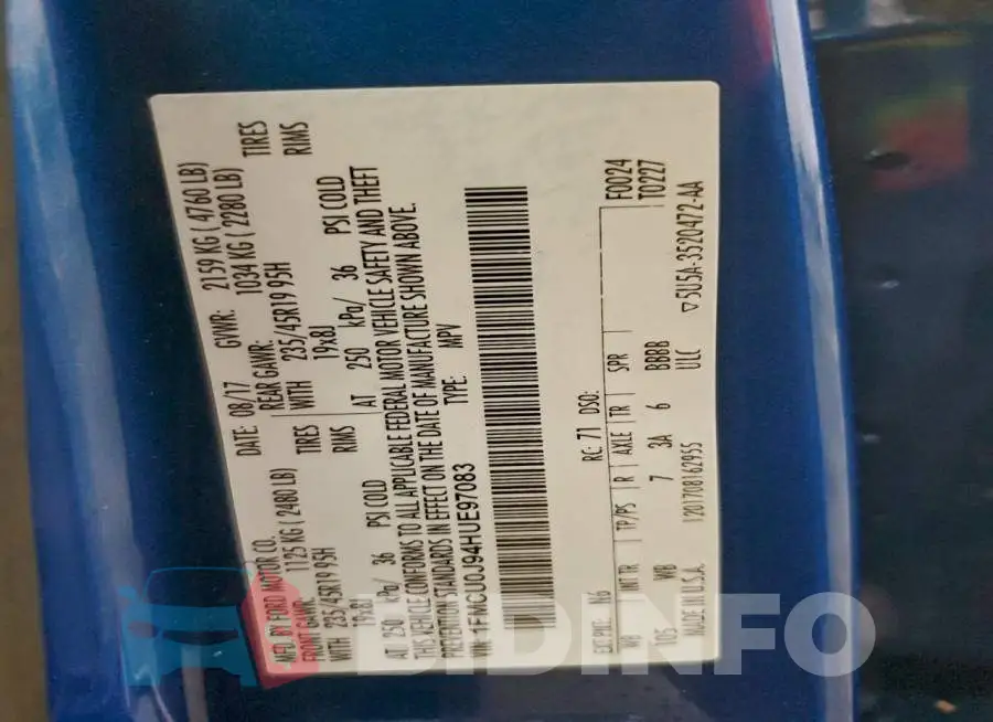 1FMCU0J94HUE97083 Photo# 13