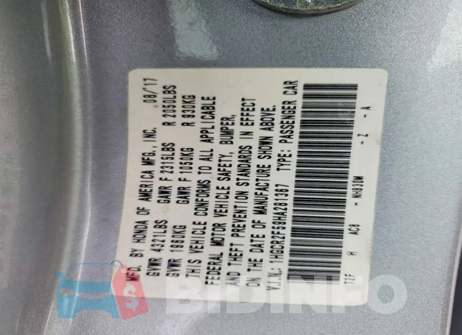 1HGCR2F59HA281367 Photo# 12