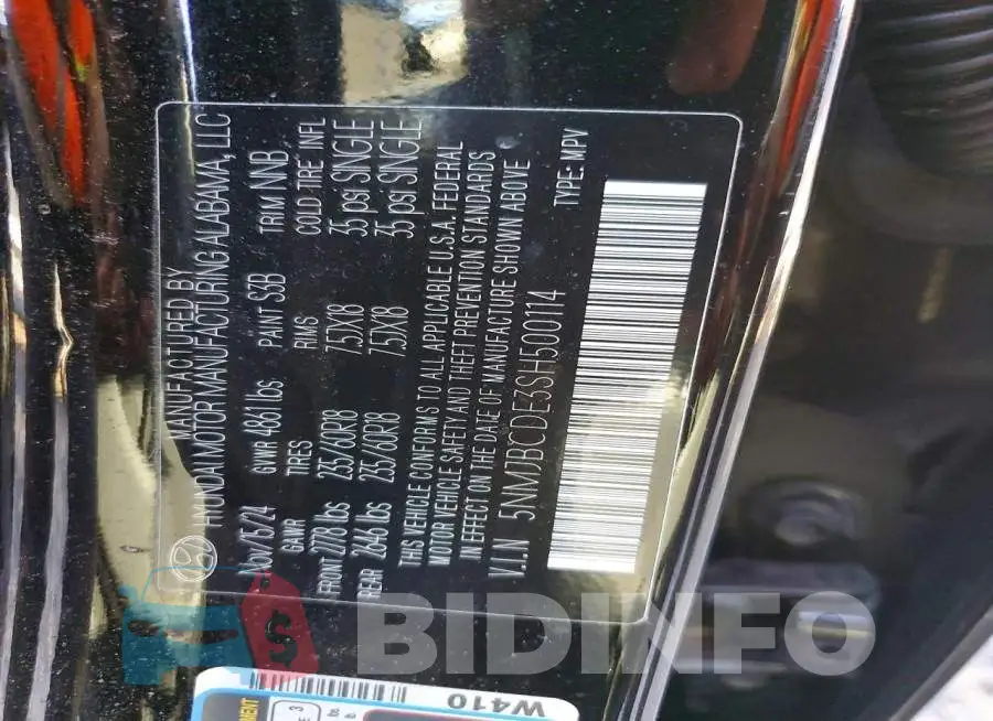 5NMJBCDE3SH500114 Photo# 13
