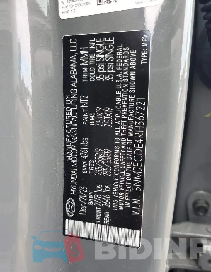 5NMJECDE4RH367221 Photo# 13