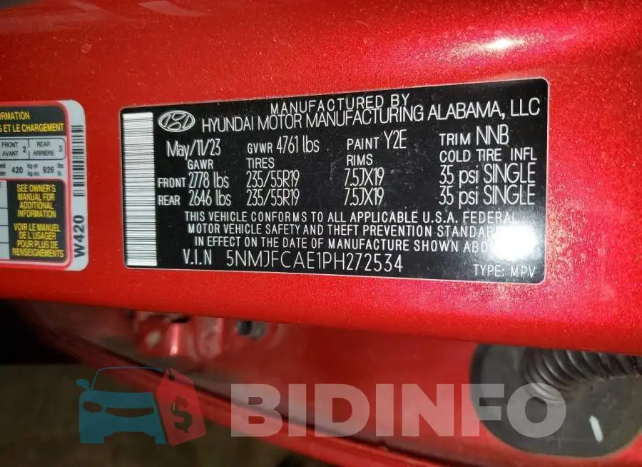 5NMJFCAE1PH272534 Photo# 14