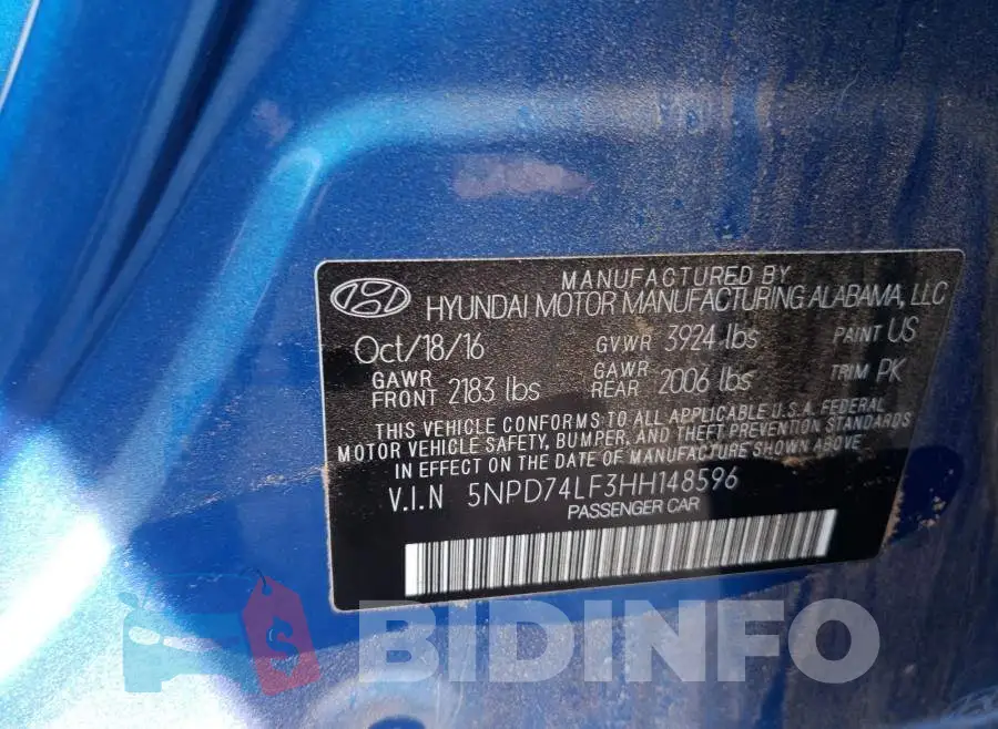 5NPD74LF3HH148596 Photo# 10