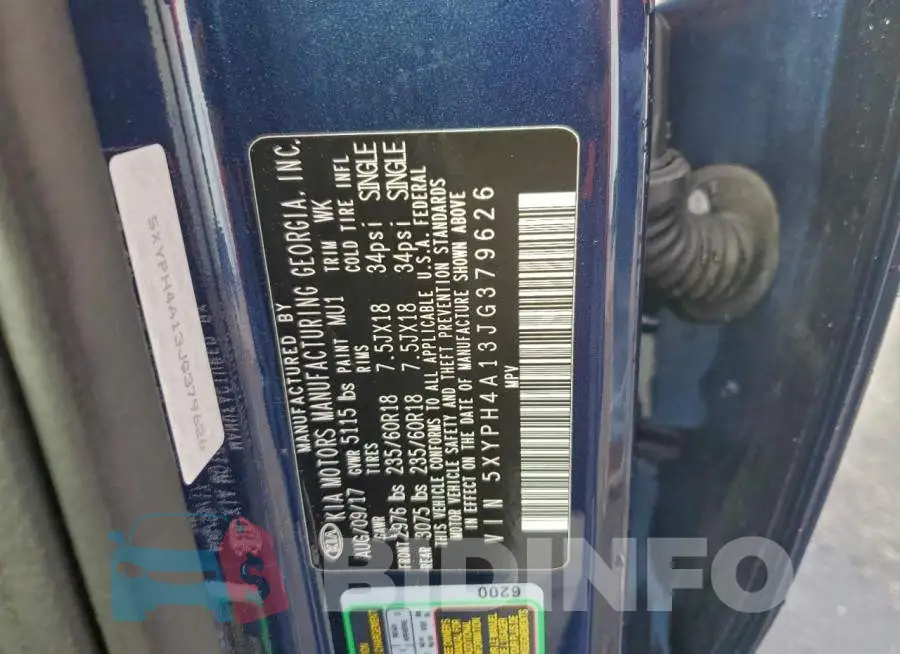 5XYPH4A13JG379626 Photo# 13