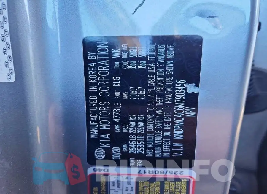 KNDPMCAC6M7903456 Photo# 13