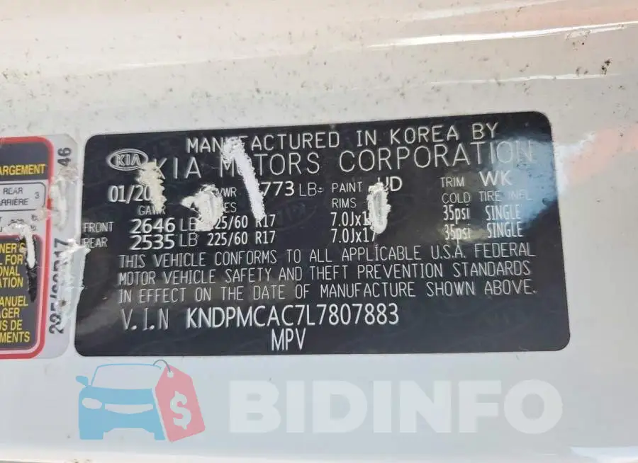 KNDPMCAC7L7807883 Photo# 13