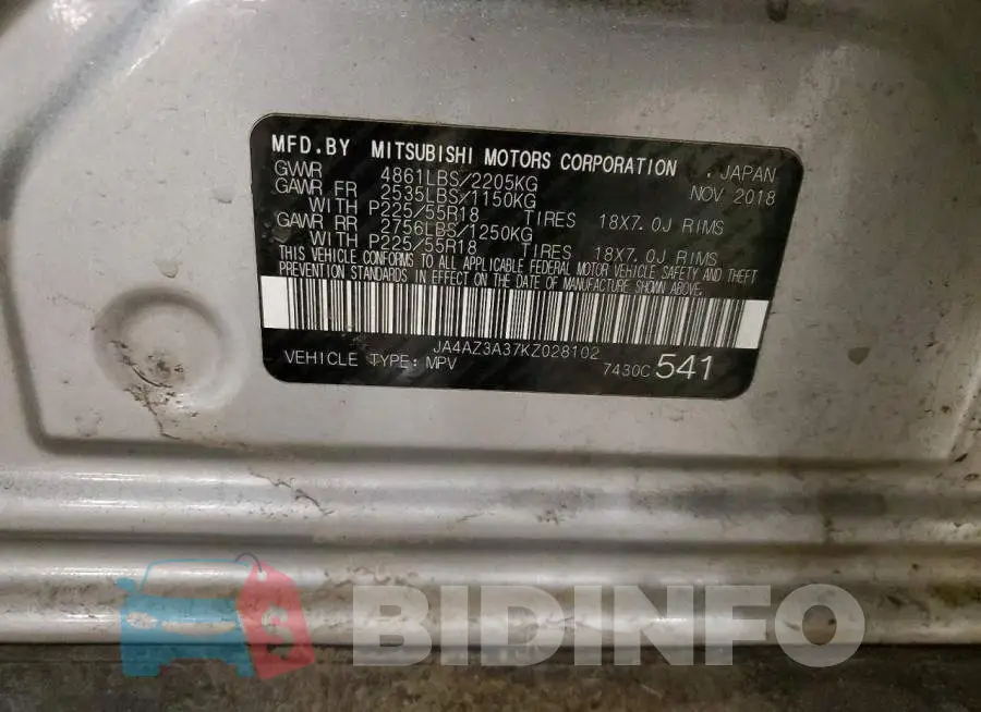 JA4AZ3A37KZ028102 Photo# 13