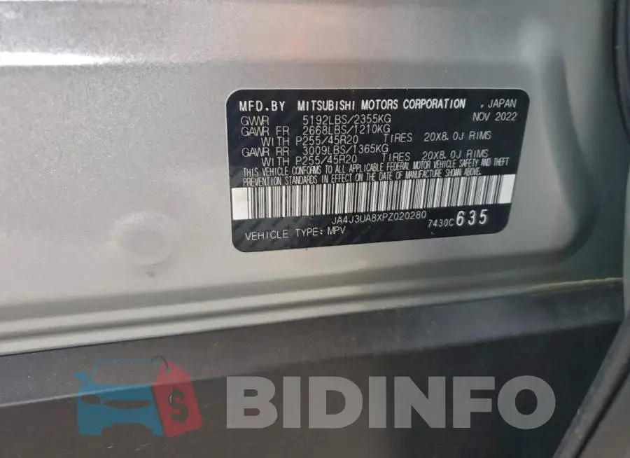 JA4J3UA8XPZ020280 Photo# 12