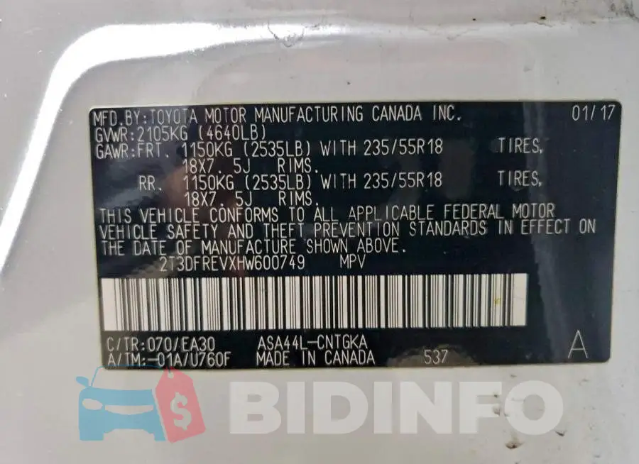 2T3DFREVXHW600749 Photo# 14